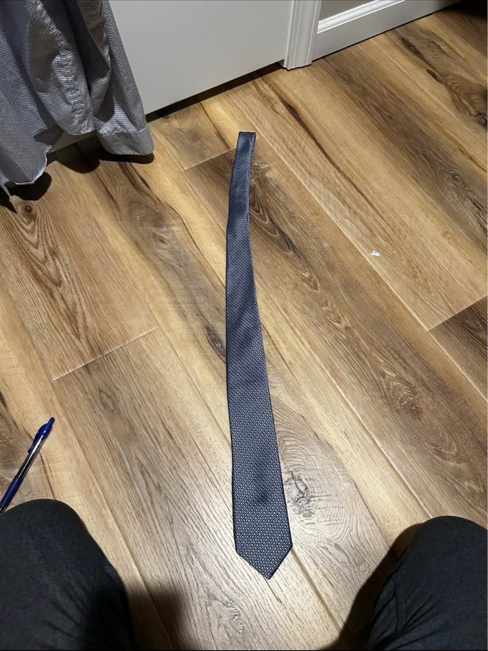 Source Unknown Navy Microdot Slim Tie